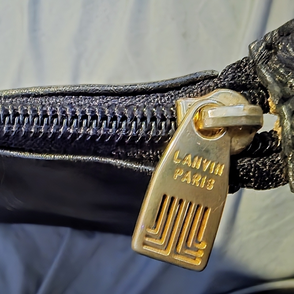Lanvin Black Leather Toiletry Bag with Geometric Pattern - Picture 6 of 8
